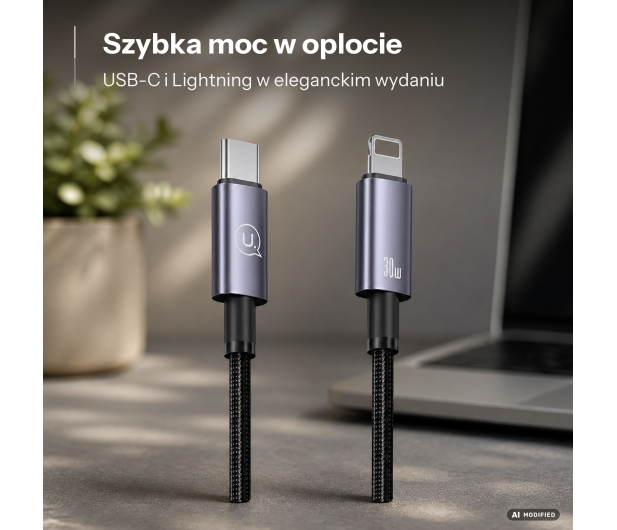 USAMS Kabel USB-C na Lightning 30W 1,2mFast Charging stalowy - 1569031 - zdjęcie 2